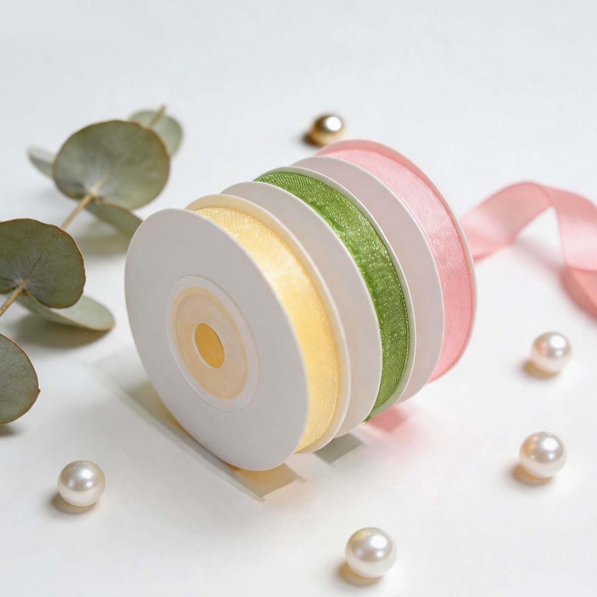 3 rollen, satijnen lint, huwelijksgeschenk voor in de auto | satijnen lint, perfect voor lintspelletjes op bruiloften, het inpakken van cadeaus en feestelijke decoraties.