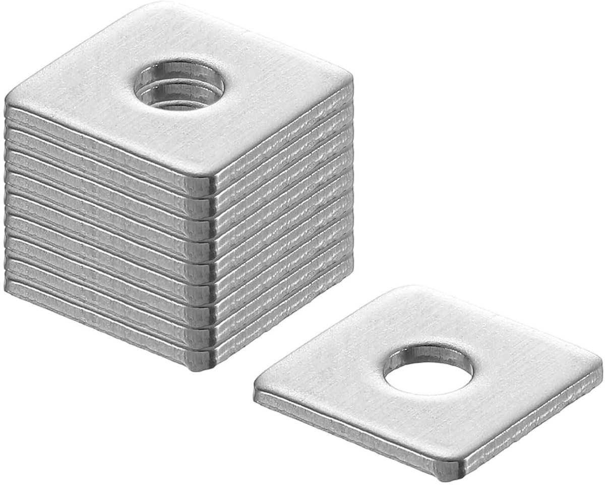 Vierkante sluitring voor 1/8 inch schroef, 201 roestvrij stalen lagerplaat, platte afstandhouders, afdichting voor machinereparatie, buitenbouw (0,04 inch dik)