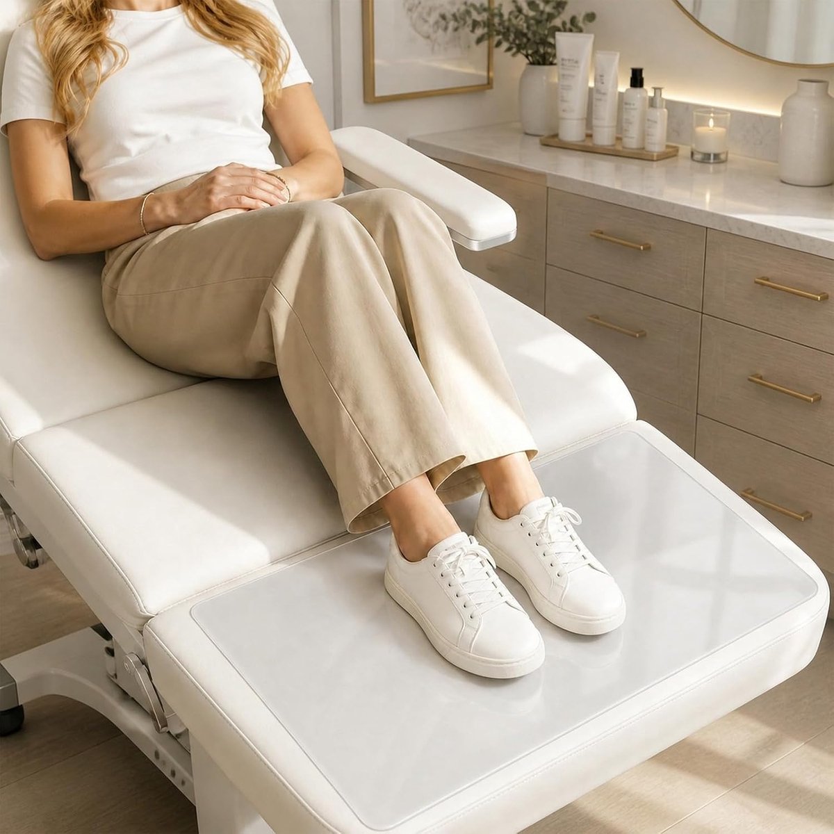 Voetsteun voor massage en cosmetica, 60 x 40 cm, waterafstotende beschermingsmat voor studio, praktijk en huishouden (transparant)