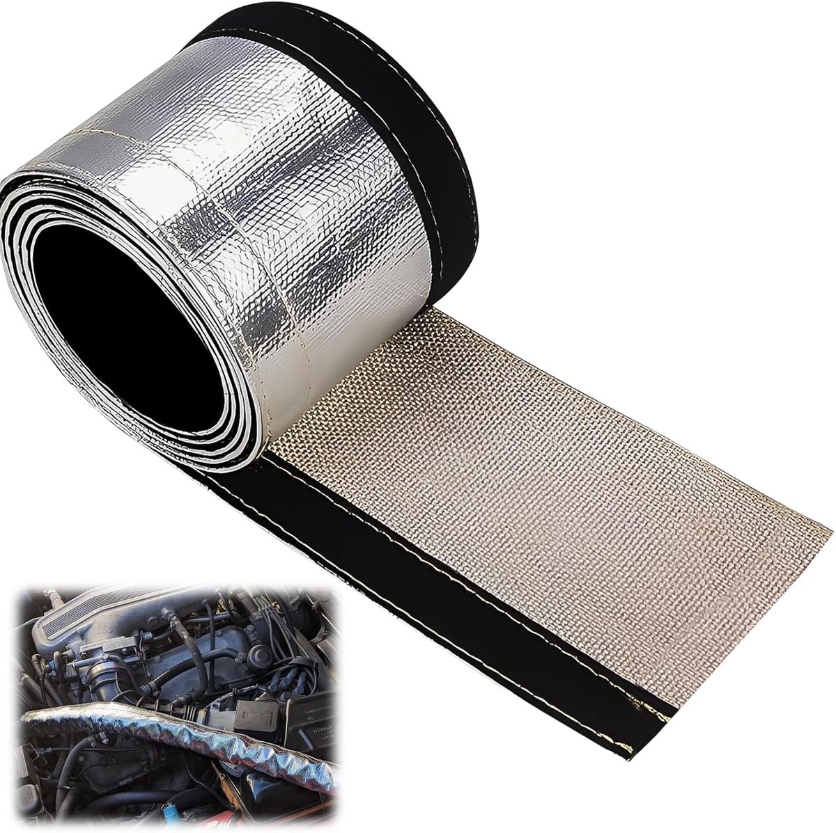 1 meter aluminium titanium hittebeschermingsslang ID 10 mm, zelfklevende warmtebeschermingsslang isolatieslang kabelbescherming klittenbandsluiting hittebeschermingshoes (Ø 10 mm)
