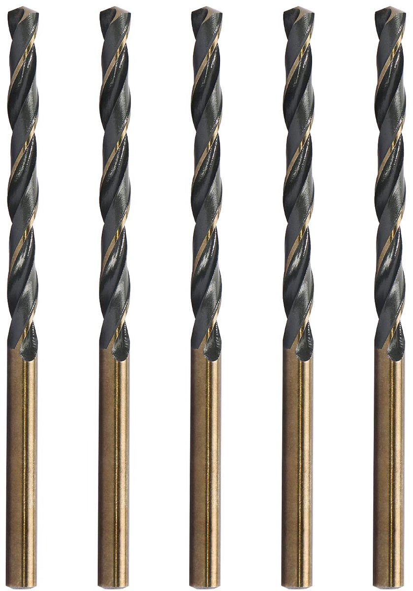 5.5mm Gereduceerde schacht Twist Boren Hoge Snelheid Staal HSS 4341 voor Ijzer/Koper/Kunststof/Aluminium Platen/Metalen Materialen, Ronde Schacht, Dubbele Rand, 5 Stuks