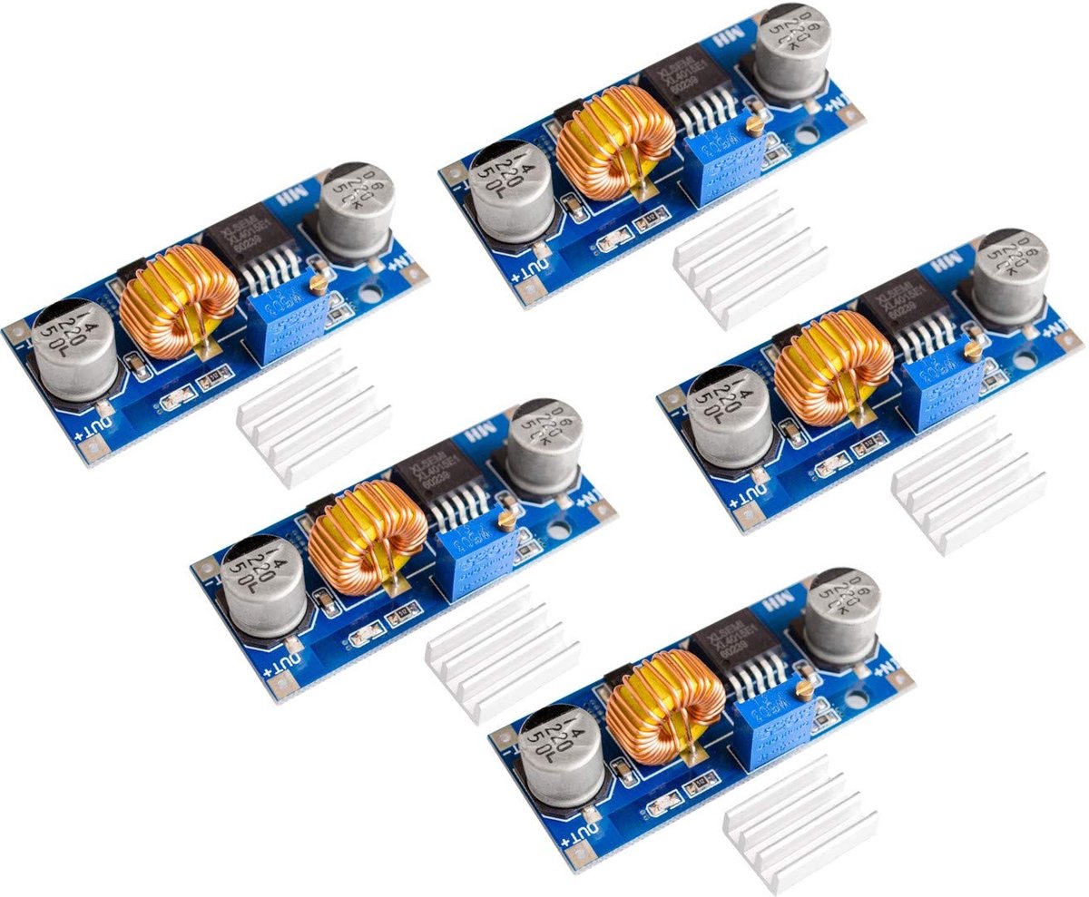 5pcs 5A XL4015 DC-DC Step Down Adjustable Power Supply Module LED Lithium Charger
