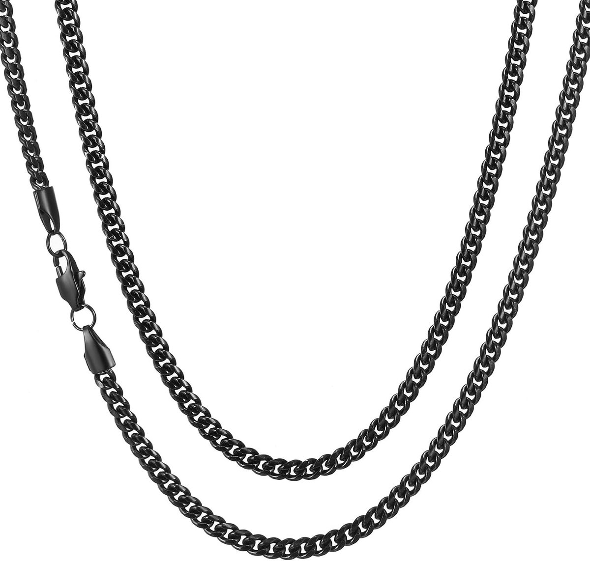 Ketting voor Heren Zilver/Goud/Zwart Cubaanse Herenketting Roestvrij Staal Klassieke Pantserketting 3/4/5/6/7/8mm Hip Hop Halsketting Lengtes 45-65cm Sieraad Cadeau voor Mannen Dames