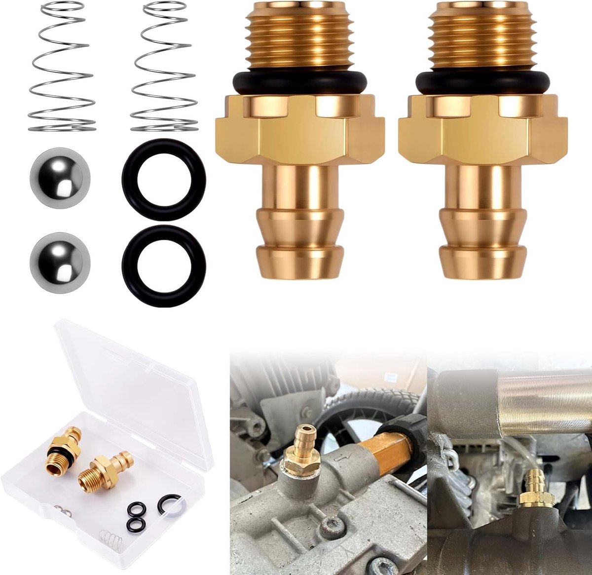 Hogedrukreiniger Zeep Injector Kit Vervangt Onderdelen 190593GS 190635GS 203640GS en 308452002 1/8-Inch-27 Buitendraad Loodvrije Messing Fittings met Opbergkoffer voor Hard Water Verstopt