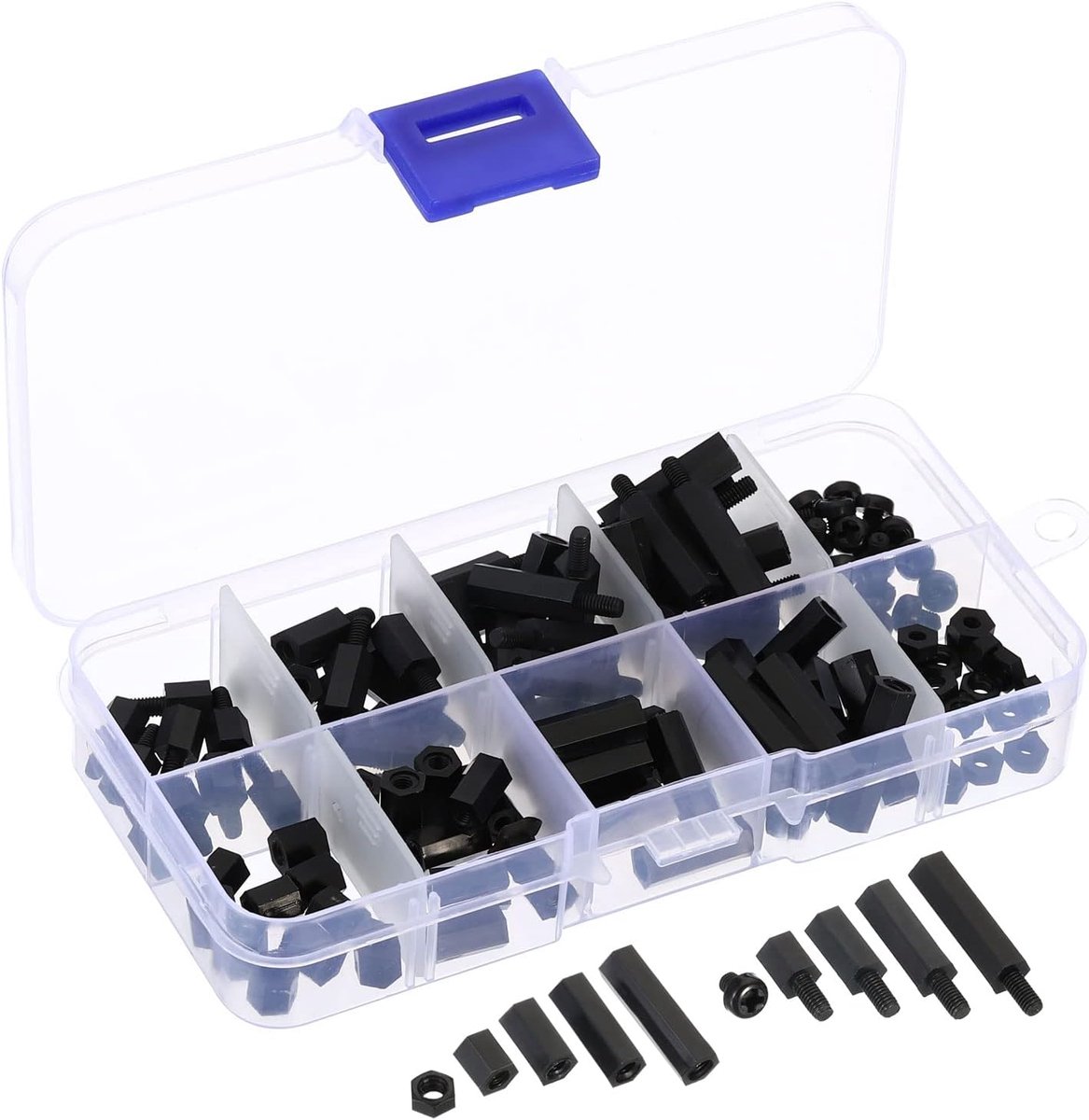 M3 120 stuks standoff schroeven stekker bus nylon zeskant afstandhouders schroeven moeren assortiment voor PCB computer en schakelplank zwart
