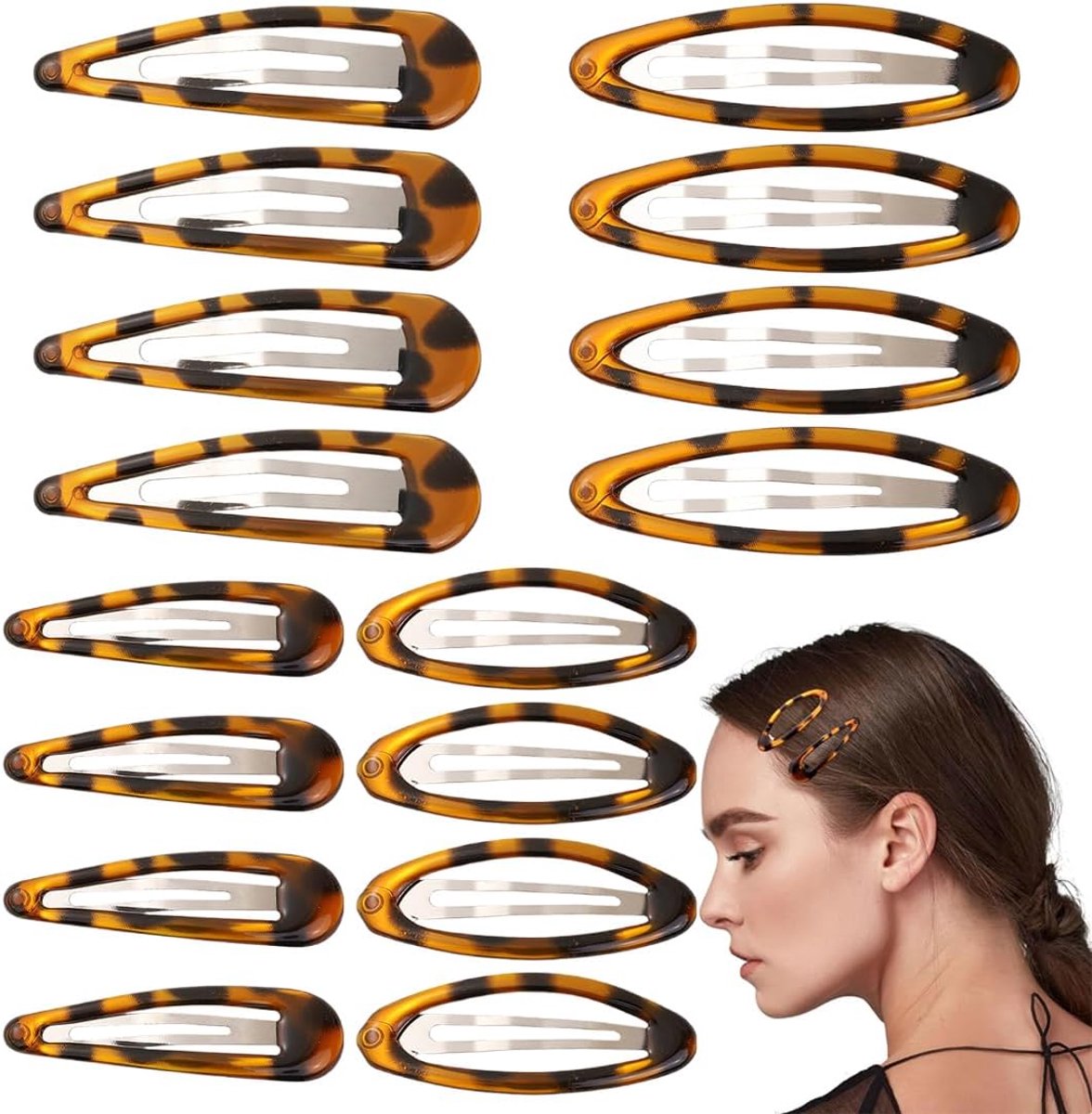 16 stuks haarspelden voor dames, klassieke haarspeld in schildpad-look, antislip haarspeld, haarspeld voor alle haartypes