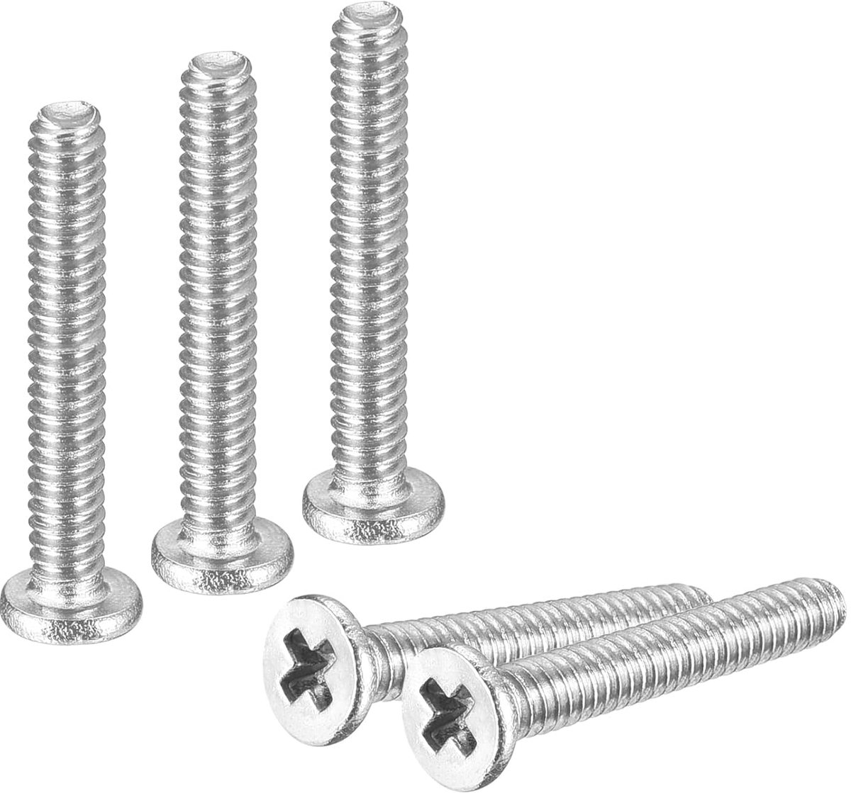 M1,6-0,35 x 10 mm 20 stuks platte kopschroeven 304 roestvrij staal kruiskopaandrijving machineschroeven bevestigingselementen voor meubelverbinding