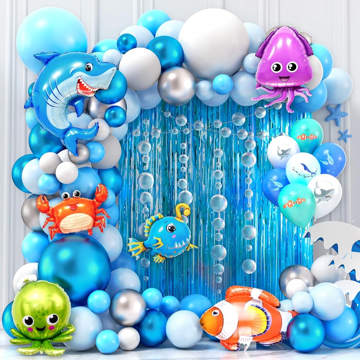 Ballonnen set 125 stuks - Oceaan thema - Blauwe folie en latex - Perfect voor verjaardagsfeestjes - ShopVlot