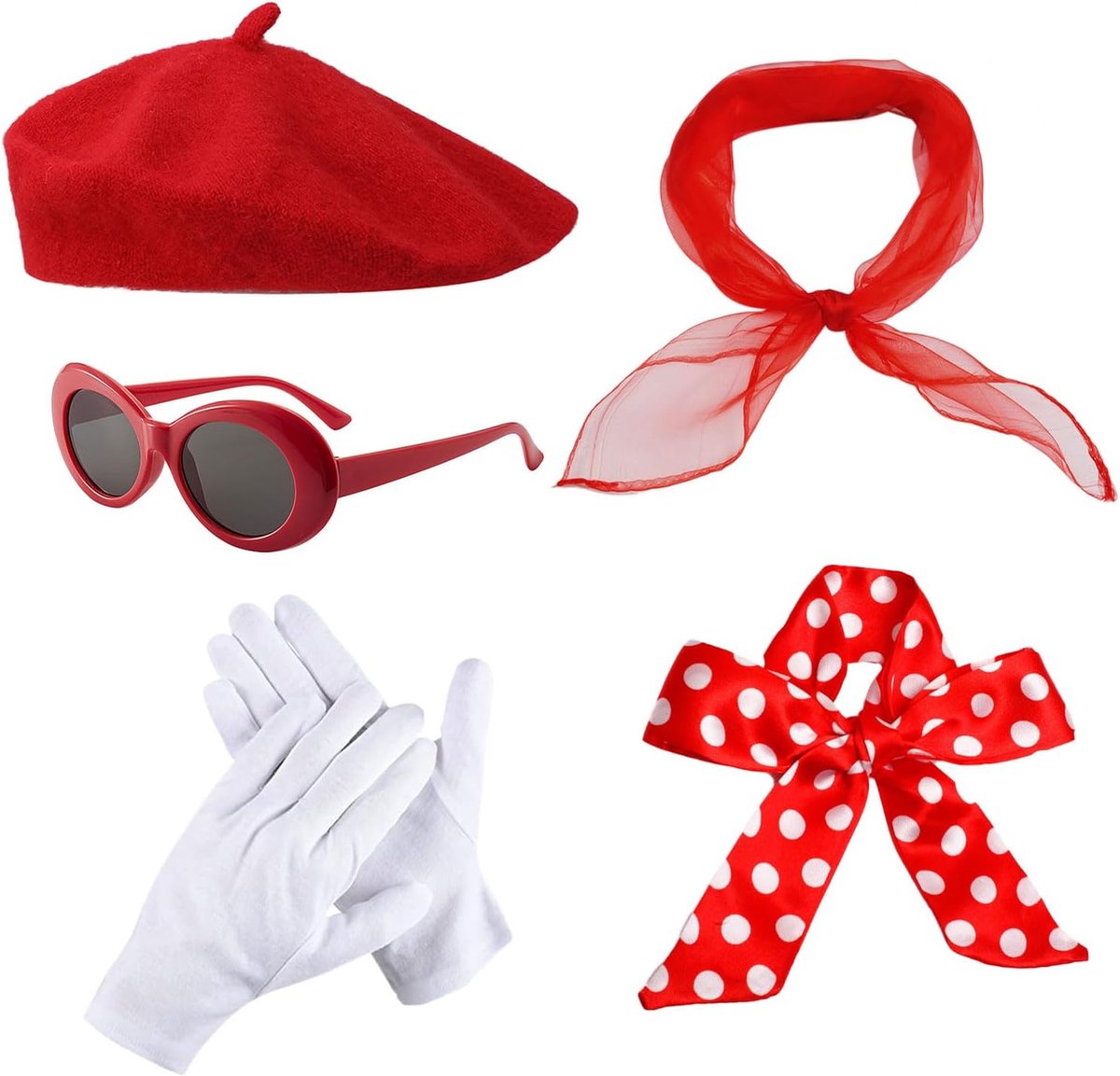 50s kostuum accessoires set - 5-delig - retro stijl - perfect voor themafeesten - ShopVlot