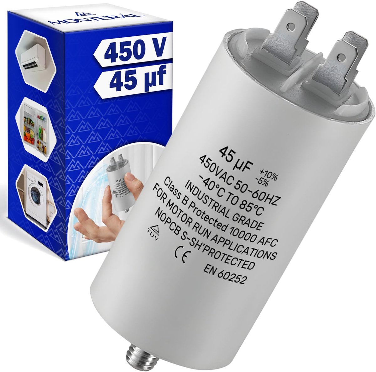 Motorcapacitor 45µF - Kunststofbehuizing - Werkt van -40 tot +85°C - Ideaal voor motoren - ShopVlot