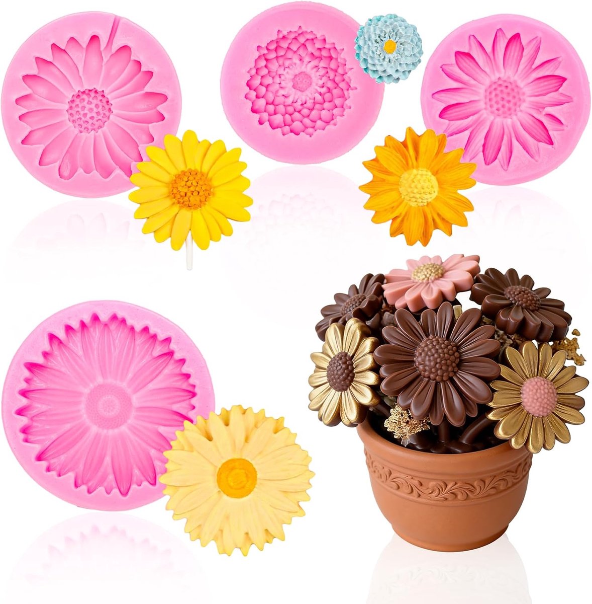 Siliconen bloemen mal - 4-delige set - flexibele silicone - ideaal voor cake decoratie - ShopVlot