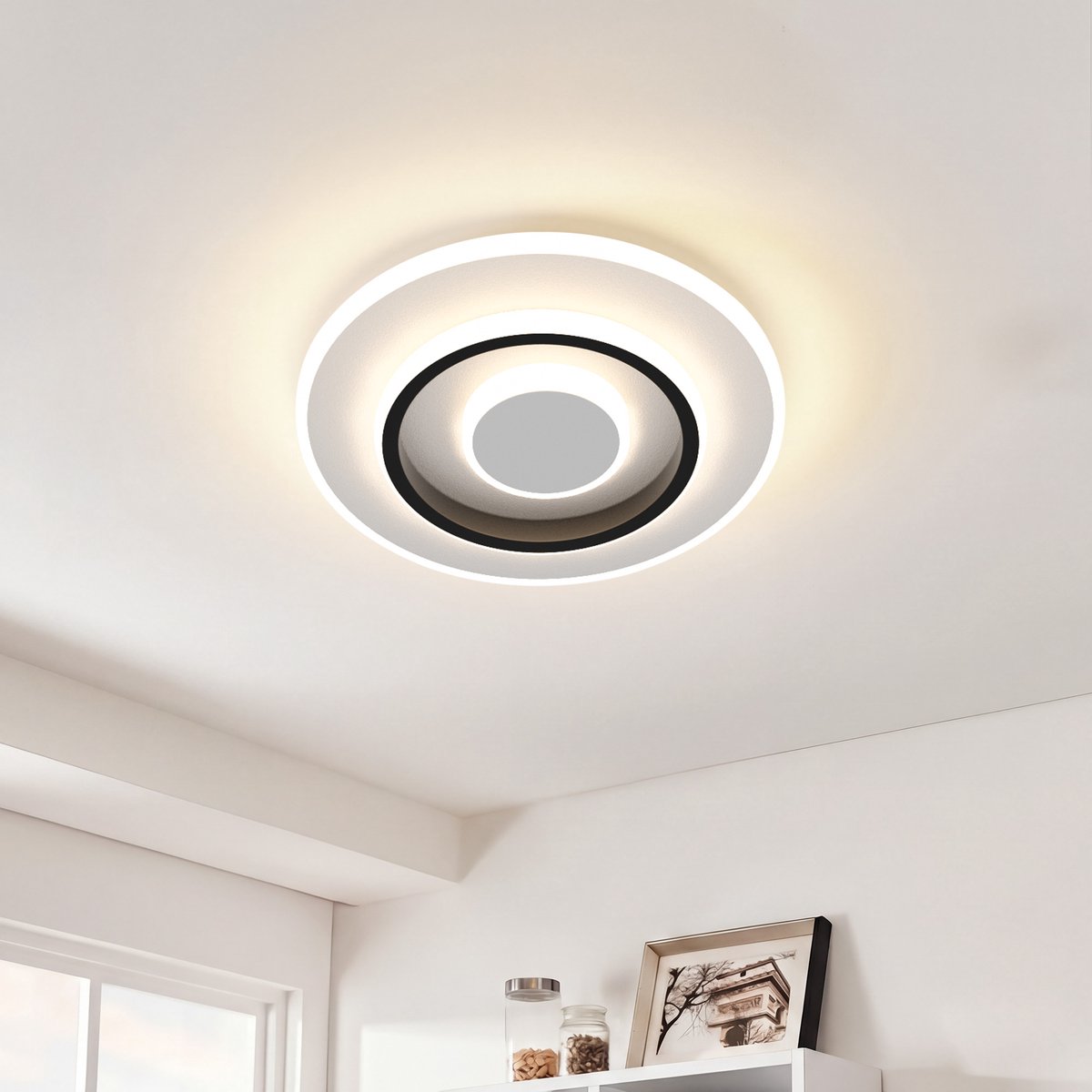 Lemlit - LED Plafondlamp 22W - Ronde Plafonnière - 6500K lamp, 2200LM - Geheugenfunctie - Ø24x5 cm - voor Slaapkamer Keuken Hal - Wit