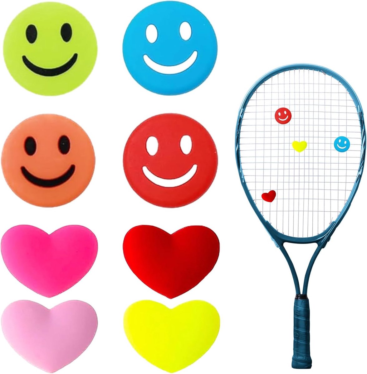 Tennis Racket Accessoires 8 Stuks - Silicone Vibration Damper - Hartvormig Design - Vermindert Schokken - ShopVlot