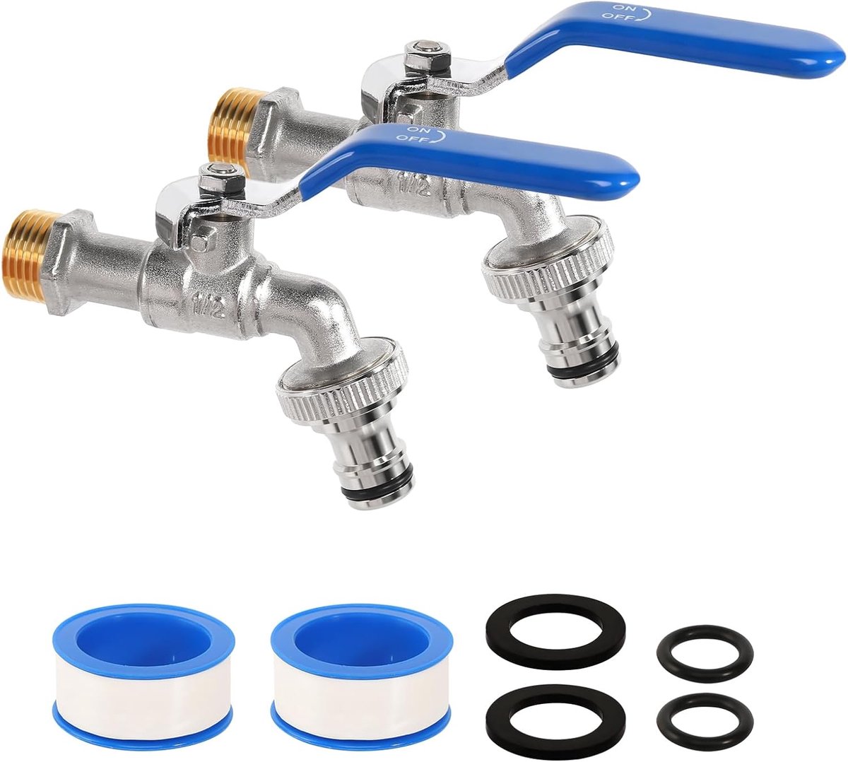 Tuinkraan 1/2 inch - messing kogelkraan - roestvrij - ideaal voor tuin en wasmachine - ShopVlot