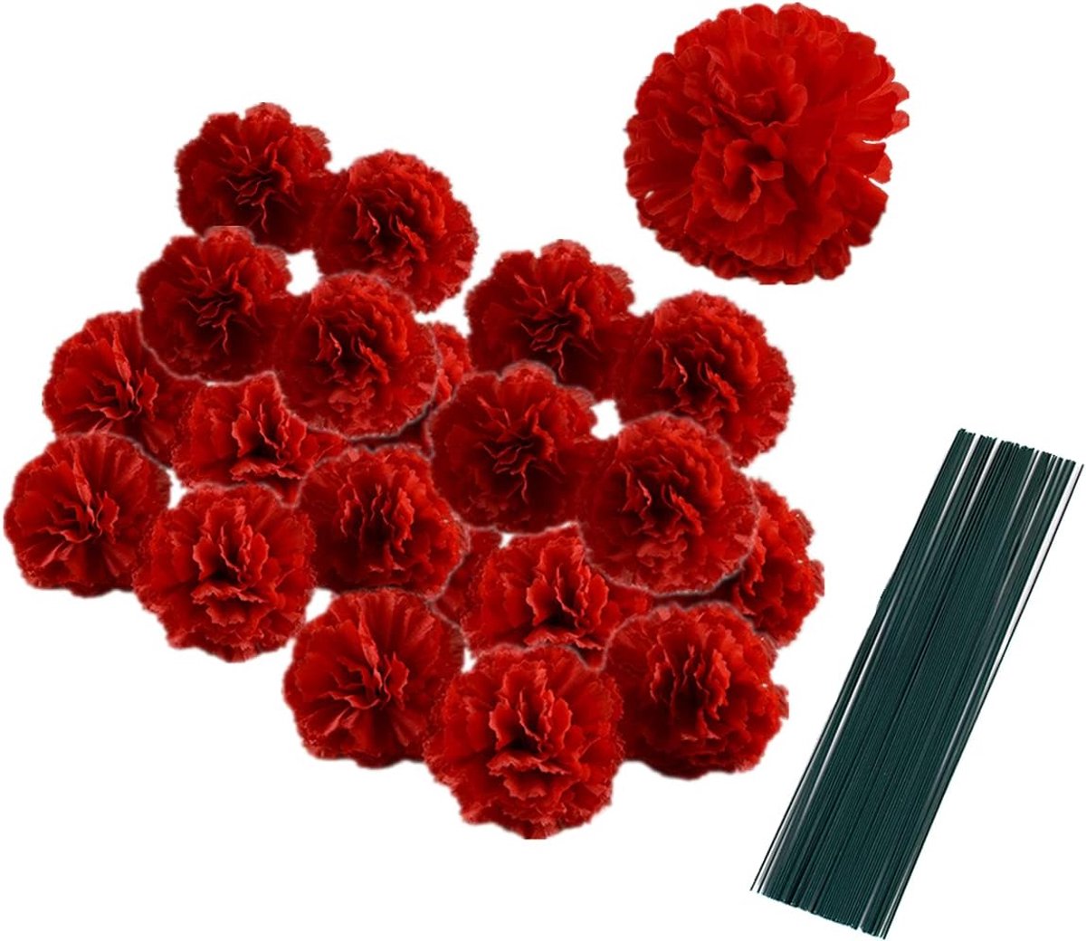 Silk Carnation Bloemenhoofden Set - 50 Stuks van 3 Inch - Kunststof - Perfect voor Bruiloft Decoratie - ShopVlot