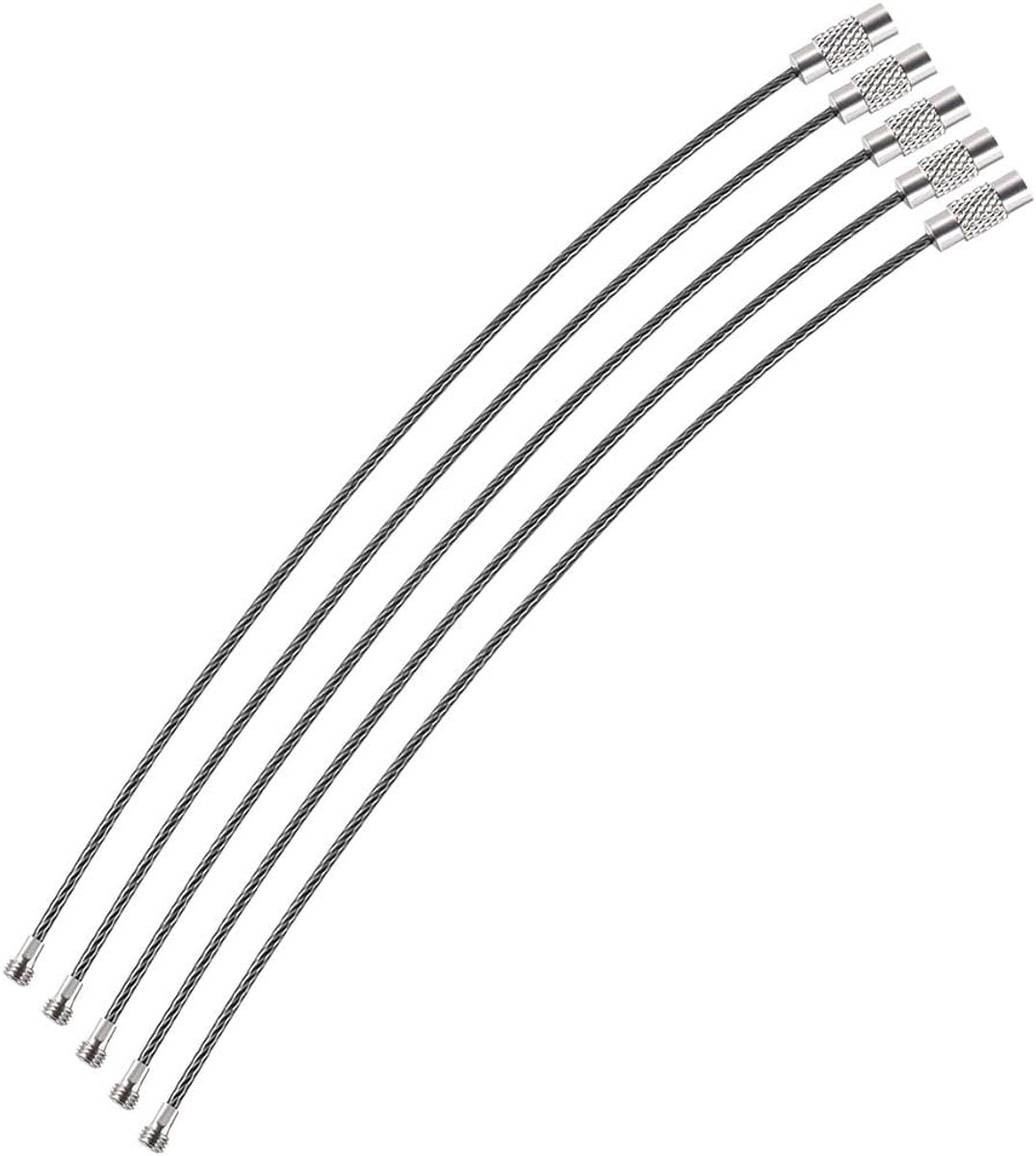 Draadkabel sleutelhangers 1,5 x 150 mm - roestvrij staal - PVC coating - multifunctioneel voor sleutels - ShopVlot
