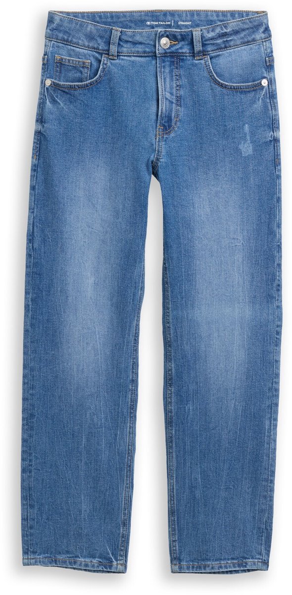 Tom Tailor - Straight jeans met stretch - Maat 134 - heavy used mid blue denim