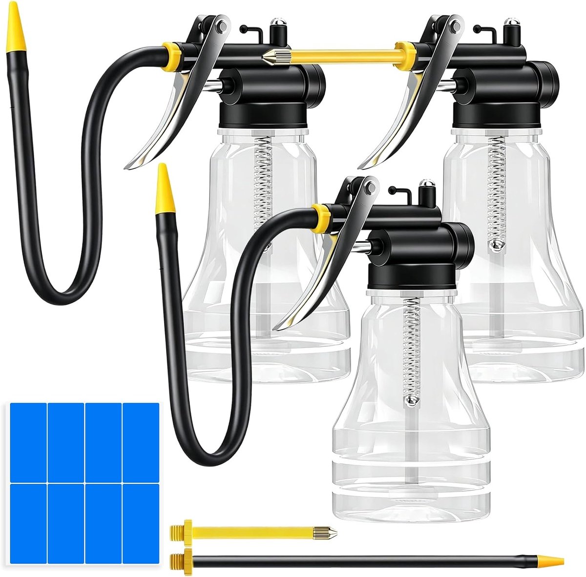 Oliekannen set 3 delig - 300 ml en 270 ml - transparant kunststof - perfect voor mechanisch onderhoud - ShopVlot
