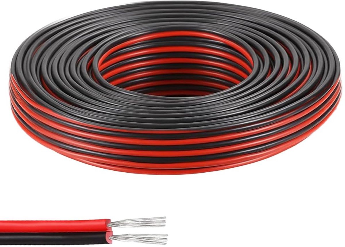 22AWG elektrische draad 2 aderig - 0,3 mm² silicone kabel - getinned koper - ideaal voor LED strips - ShopVlot