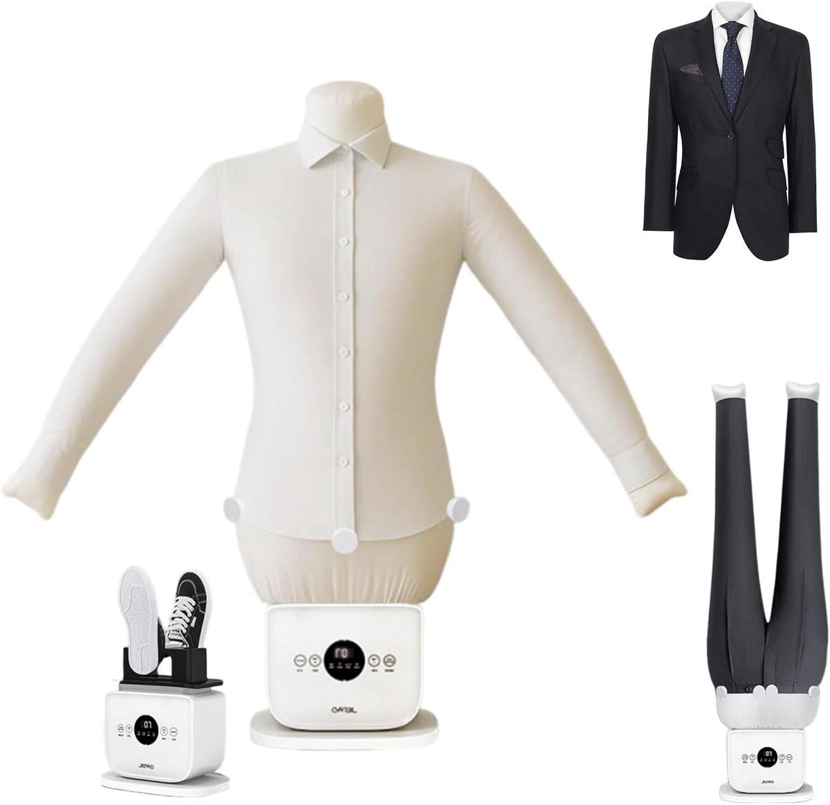 Automatisch Stoomstrijkijzer - Kledingstomer Kreukverwijderaar - Snel Kleding Strijken - Handsfree Inblaasfunctie - 1400W - Wit