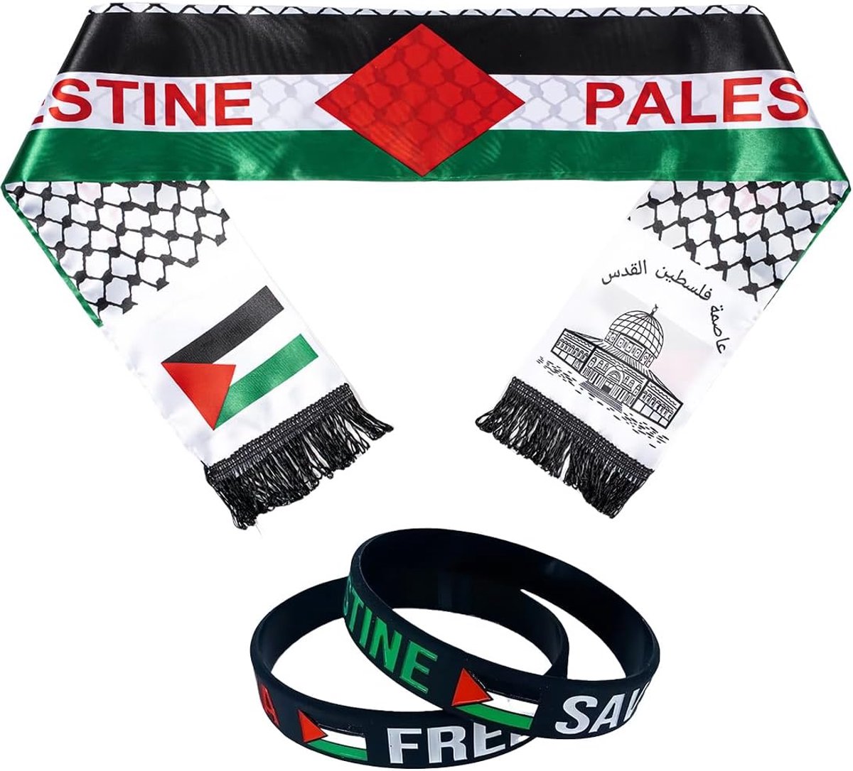 Palestijnse sjaal 14 x 114 cm - polyester - dubbele print - ideaal als cadeau - ShopVlot