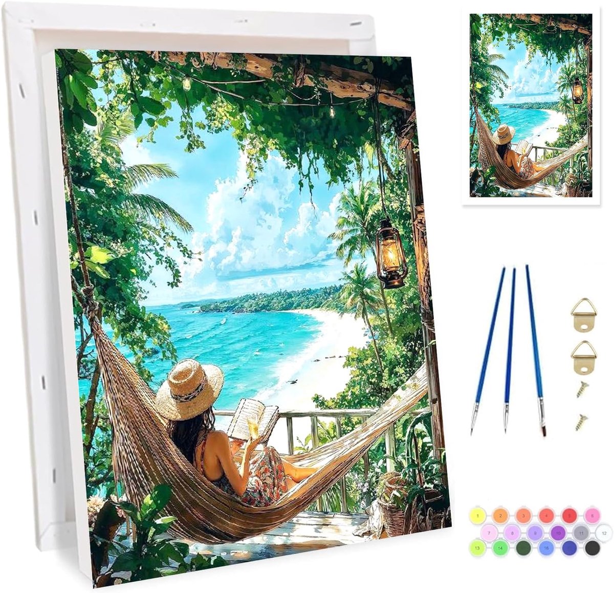 Verf op nummer kit voor volwassenen - ingelijst canvas - konijnen en eekhoorns - creatief schilderen voor thuis - ShopVlot