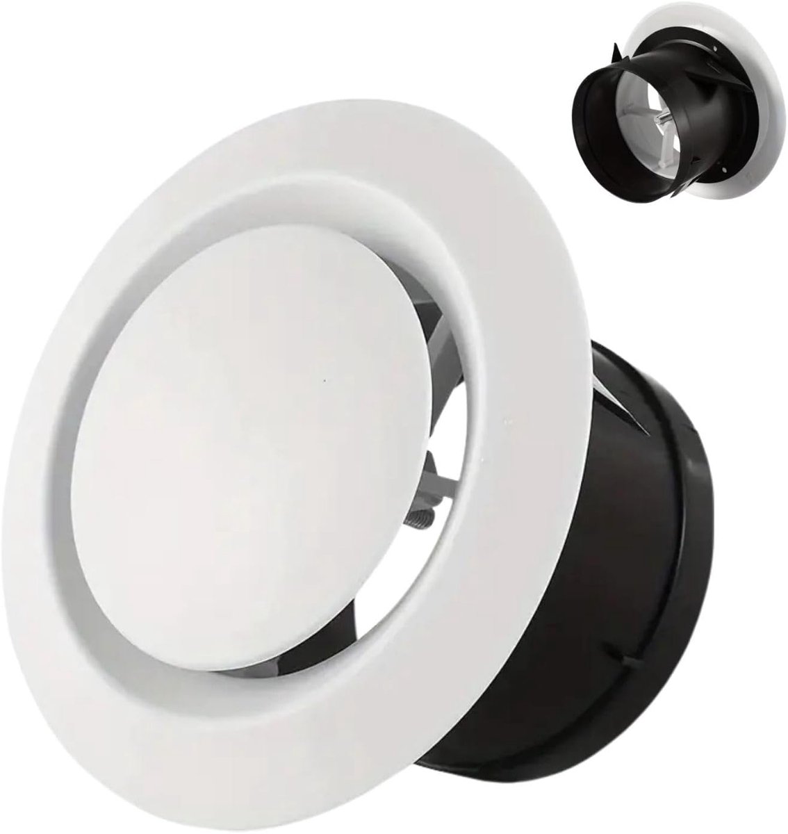 Ventilatie grille 100mm - ronde witte plaat - verstelbaar - ideaal voor badkamer en keuken - ShopVlot