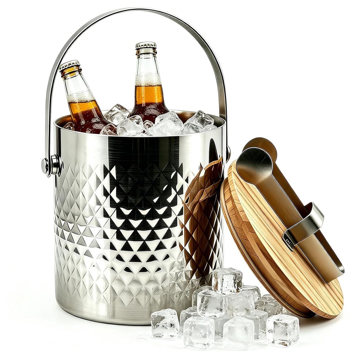ijsemmer 3L - roestvrij staal - gehamerd design - stijlvolle presentatie - ShopVlot