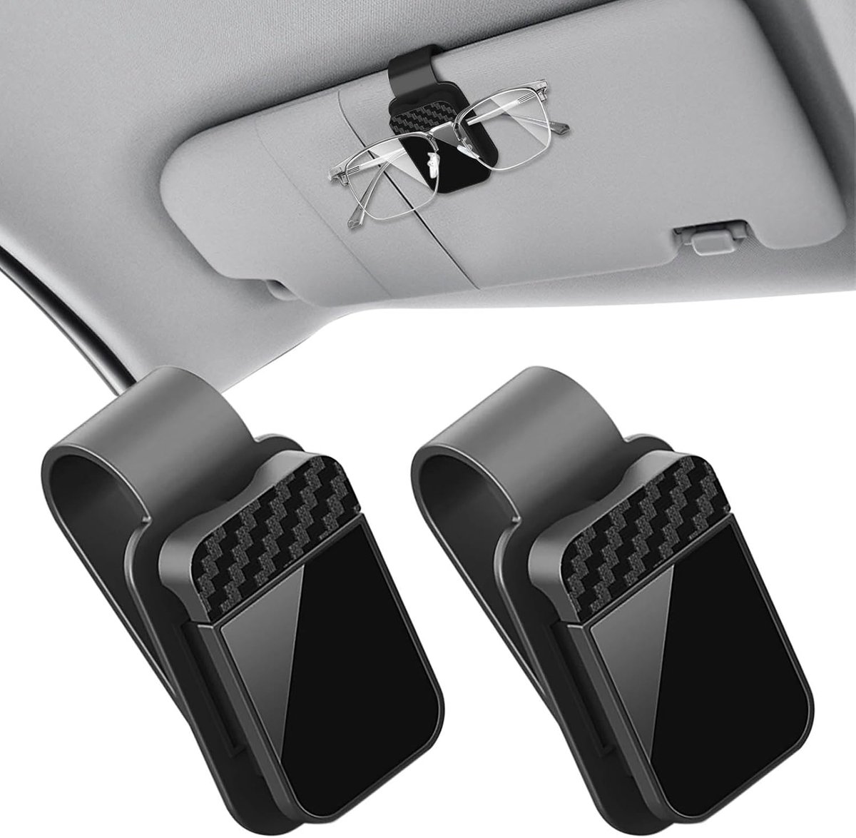 Zonnevisor Brilhouder - Pack van 2 - Universeel voor Auto - Veermechanisme - Beschermt je Zonnebril - ShopVlot