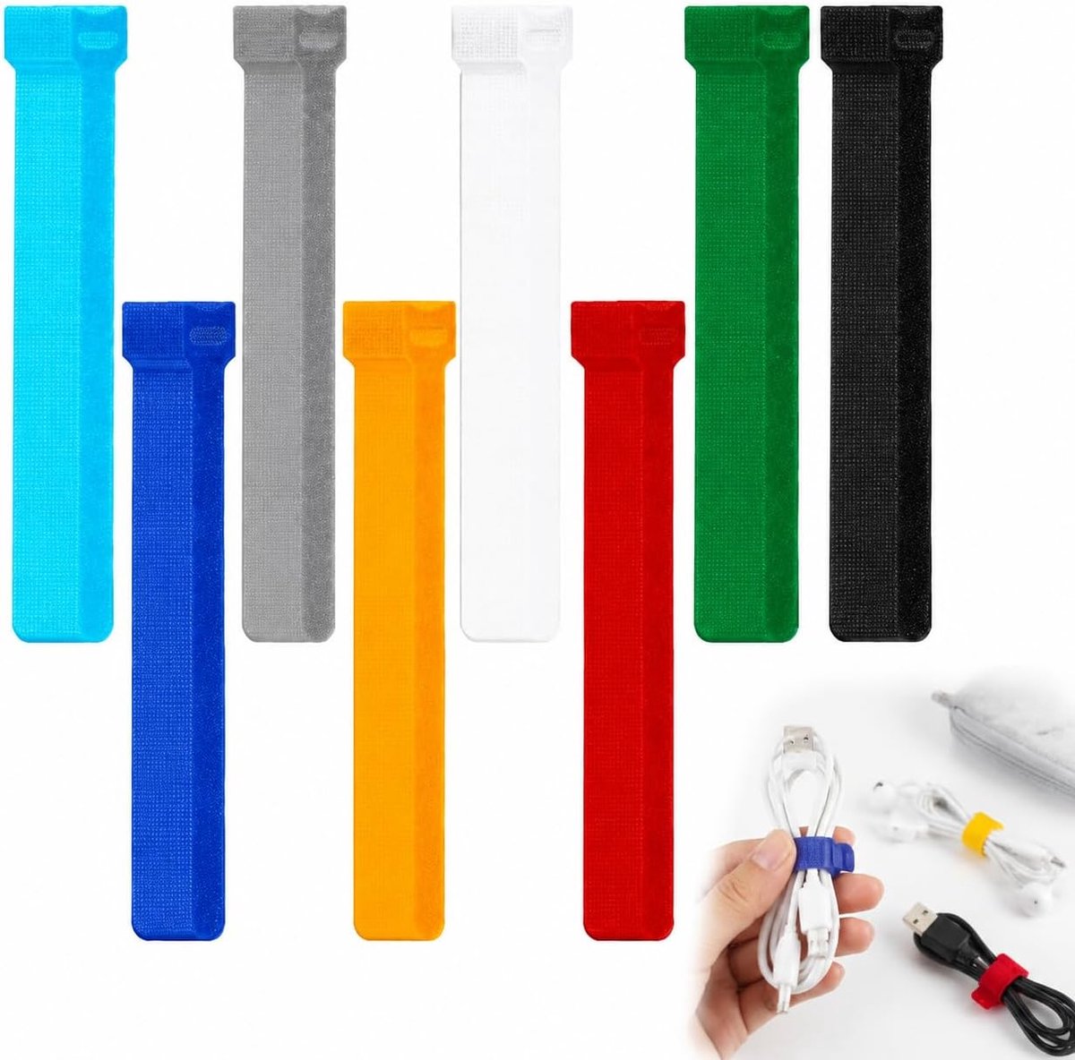 Klittenband kabelbinders 200 stuks - 150 × 12 mm nylon - herbruikbaar - kabelmanagement voor thuiskantoor - ShopVlot