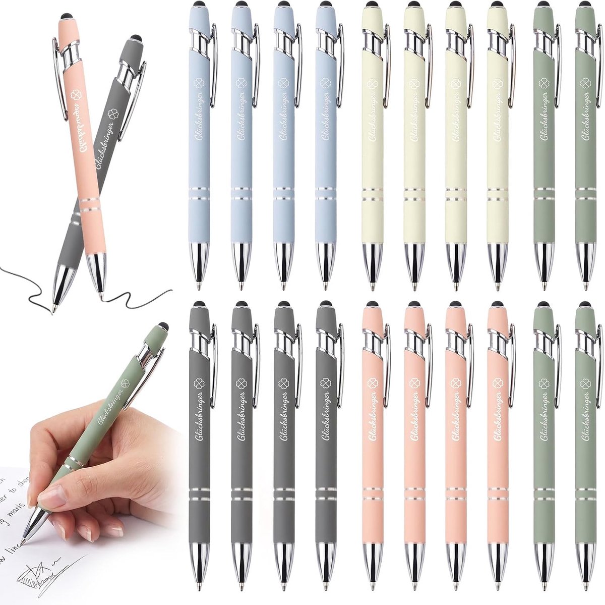 Balpennen set van 20 - met geluksbrenger - kleurrijk ontwerp - perfect voor dagelijks gebruik - ShopVlot