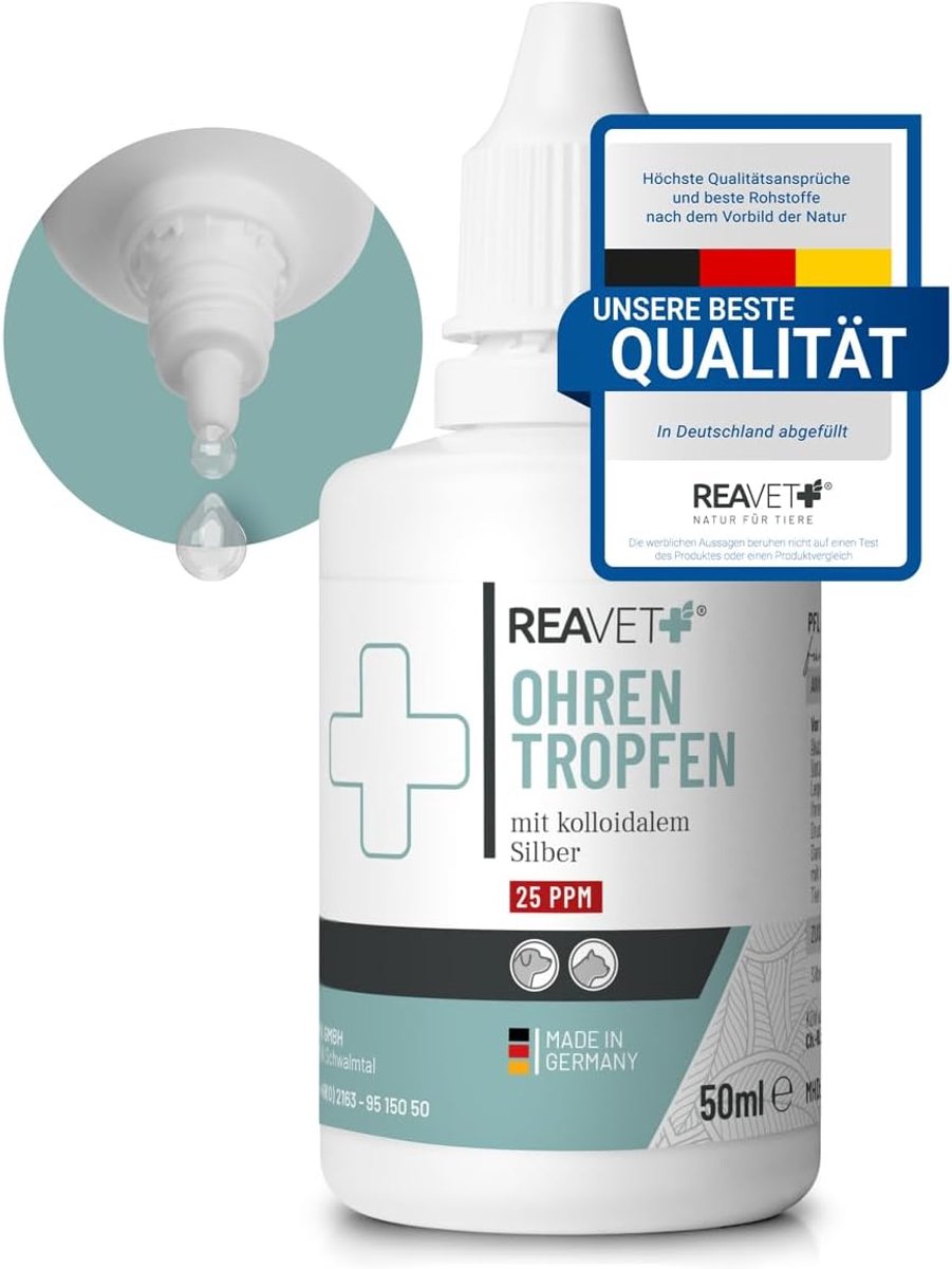 Oordruppels voor honden en katten 50ml - colloïdaal zilver - voor oorinfecties - gezonde oren - ShopVlot