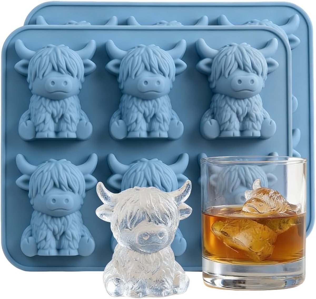mini-ijsblokjesvormen - koeienvorm - flexibel 3D-siliconen - unieke drankdecoratie - ShopVlot