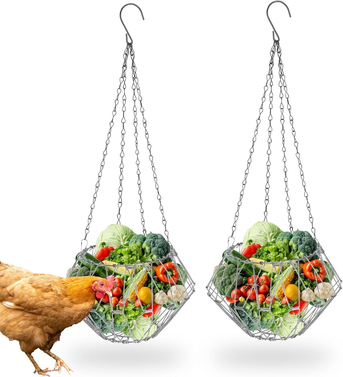 Hangende Voederdispenser 2pcs - Vouwbaar Ontwerp - Geschikt voor Groenten en Fruit - Ideaal voor Kippen en Eenden - ShopVlot