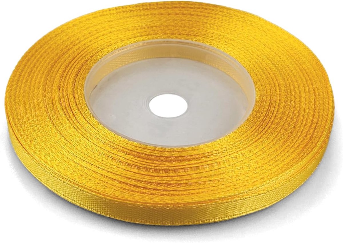 1 x satijnen lint zonnegeel 6 mm x 32 m voor knutselen bruiloft geschenk decoratie verpakking