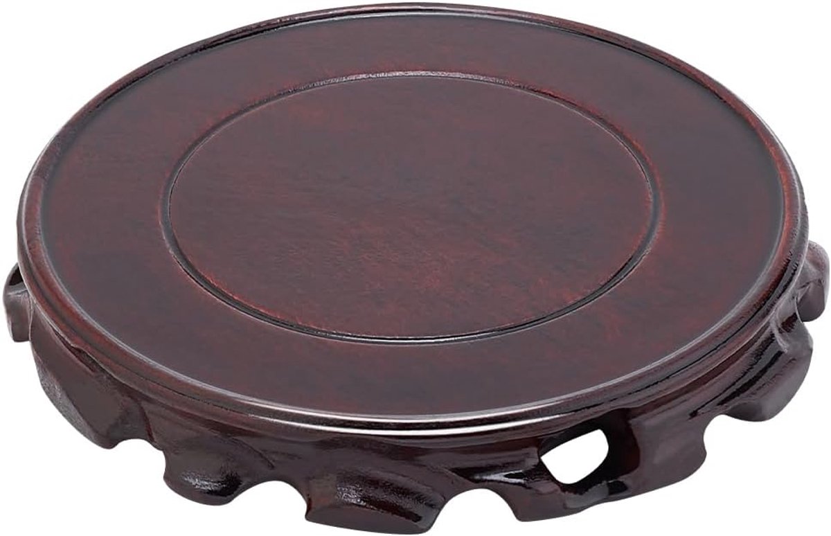 Massief houten displaystandaard basis 17x2,3 cm ronde kokosbruine houten plant bloempot basis boeddhabeeld edelsteen, aquarium, theepot displaysokkels voor woondecoratie