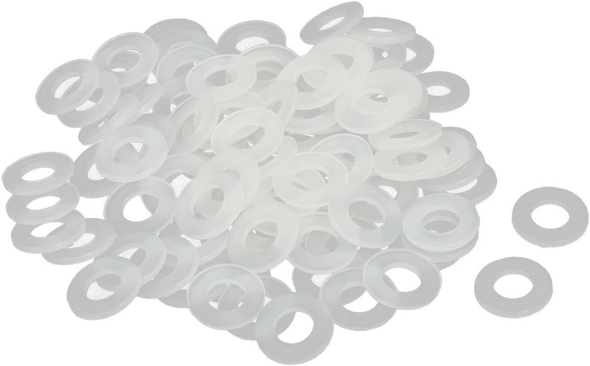 M5 x 10 mm x 1 mm nylon platte isolerende ringen pakkingen afstandhouders bevestiging voor kraan pijp waterslang wit 100 stuks