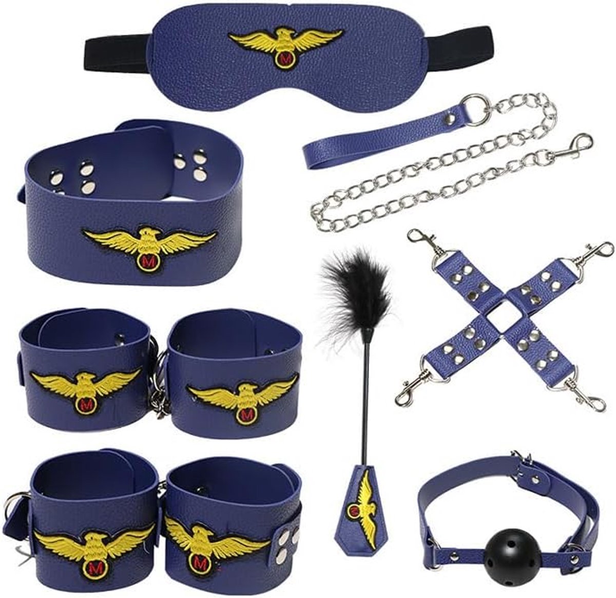 bdsm bondage set pilot stijl - compleet set - leer en metaal - voor spannende avonturen - SnelShoppen