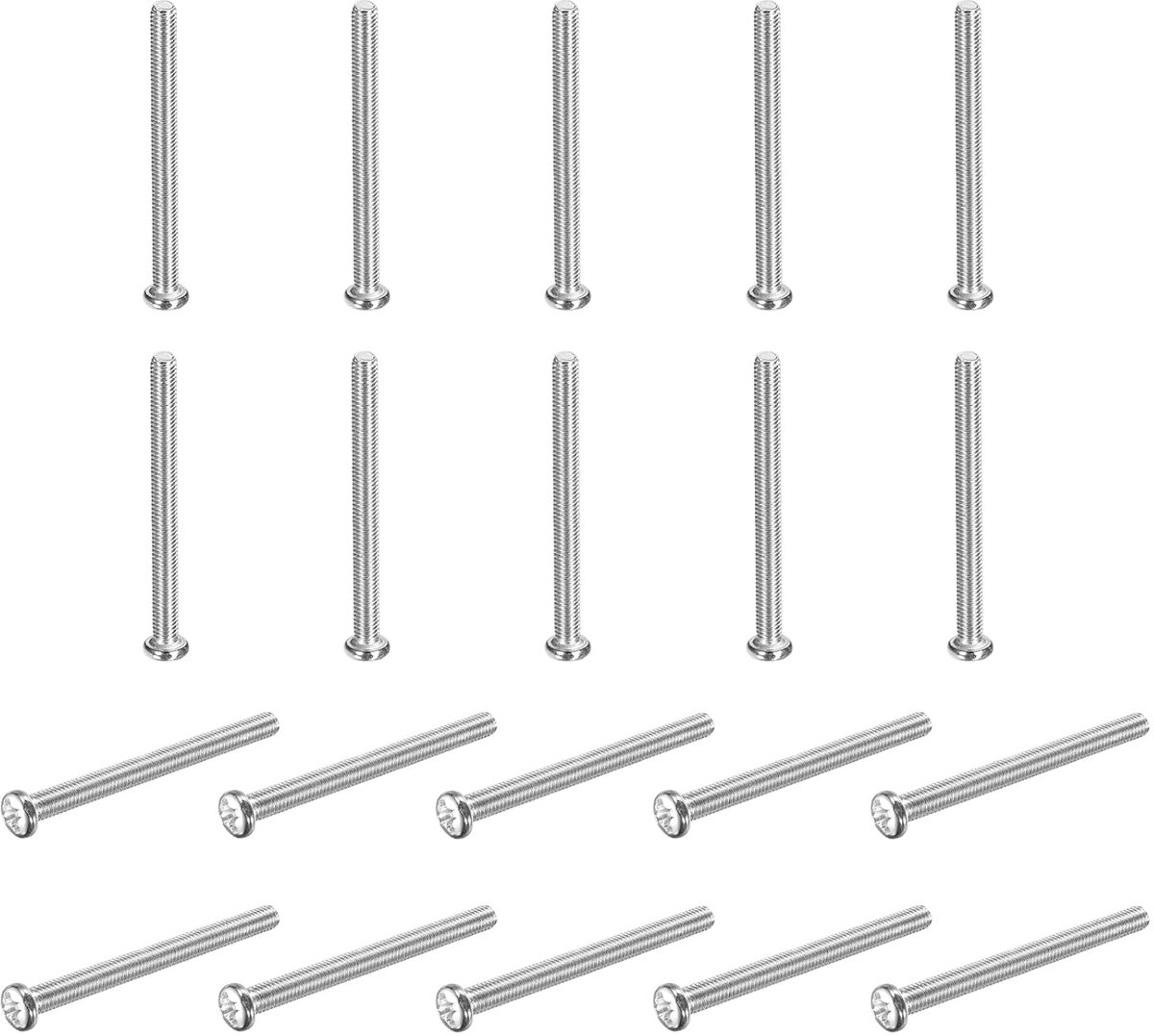 Machineschroeven, platte kop, kruiskop, M3 x 35-0,5 mm, koolstofstaal, volledige schroefdraad