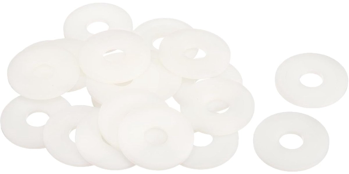 20 stuks sluitringen van nylon, M14, 14 mm, diameter 44 mm, dikte 3 mm, gladde sluitringen van kunststof voor kunststof plaatafdichtingen, afdichtring, wit