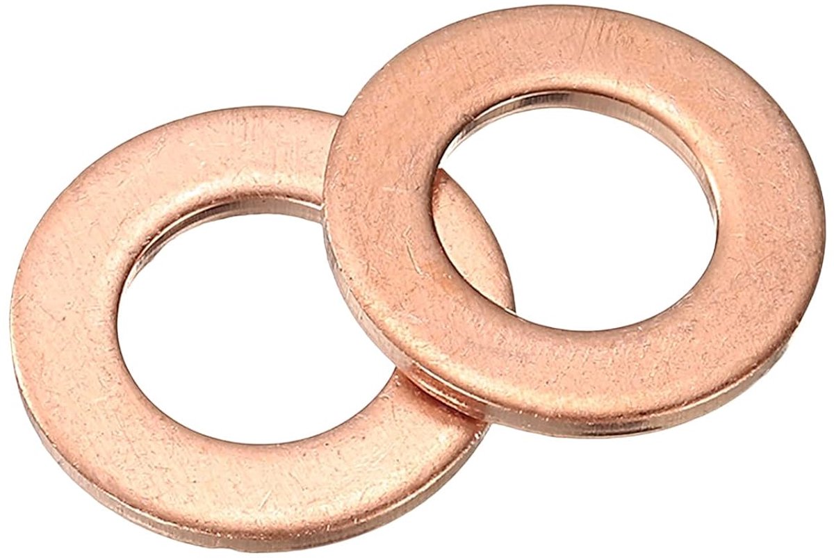 Platte afdichting, 12 stuks koperen ring-platte afdichtingen 18 mm OD 1,5 mm dik metalen afdichtring voor schroeven, bouten, moeren