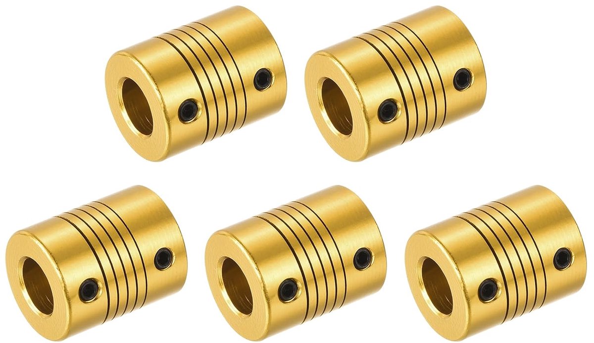 5 stuks askoppeling van aluminiumlegering van 8 mm tot 10 mm L25xd20 flexibele koppeling voor encoder en motoren, verguld