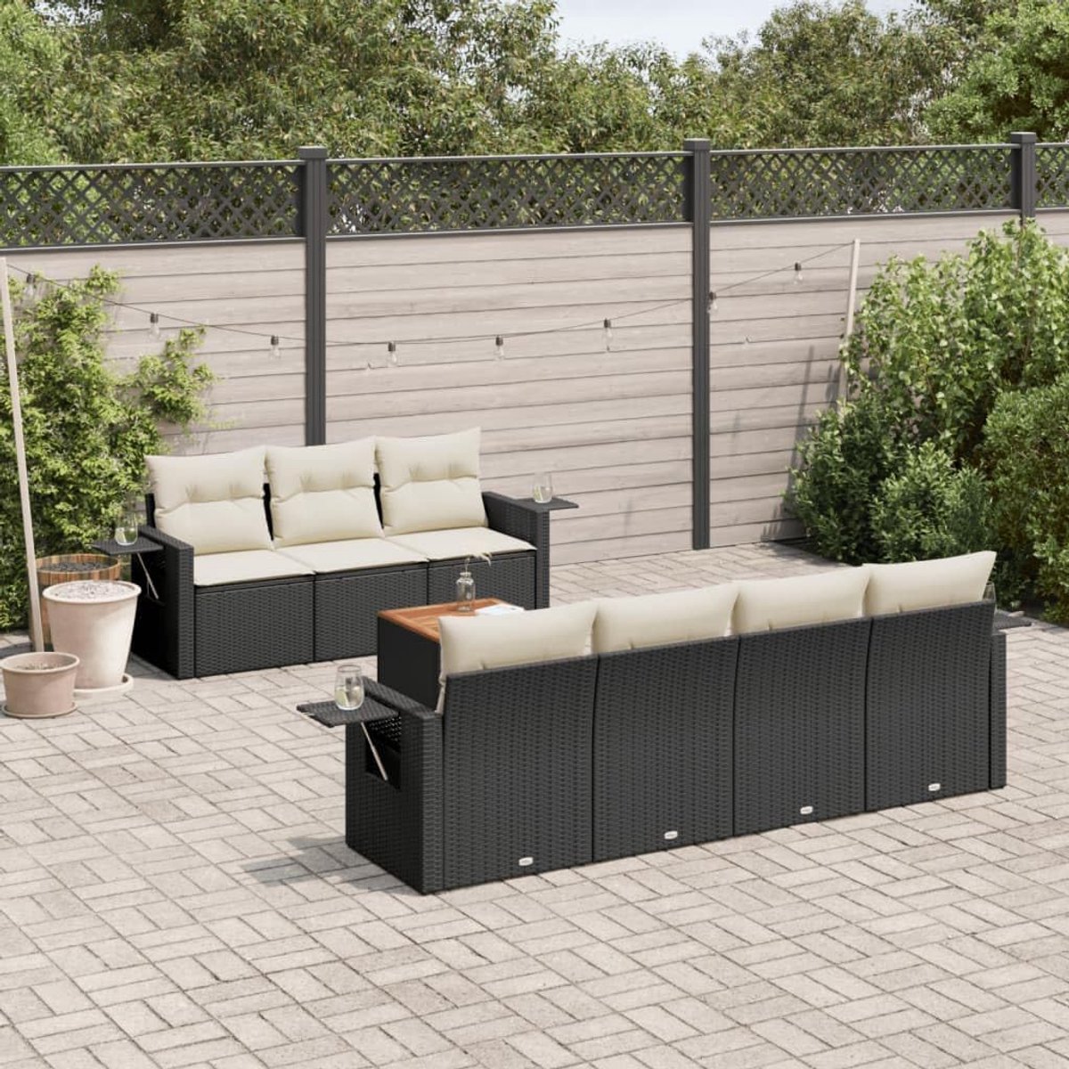 Tuinbankset 8-delig - Beige polyrotan - Modulair ontwerp - Ideaal voor op maat gemaakte arrangementen - SnelShoppen