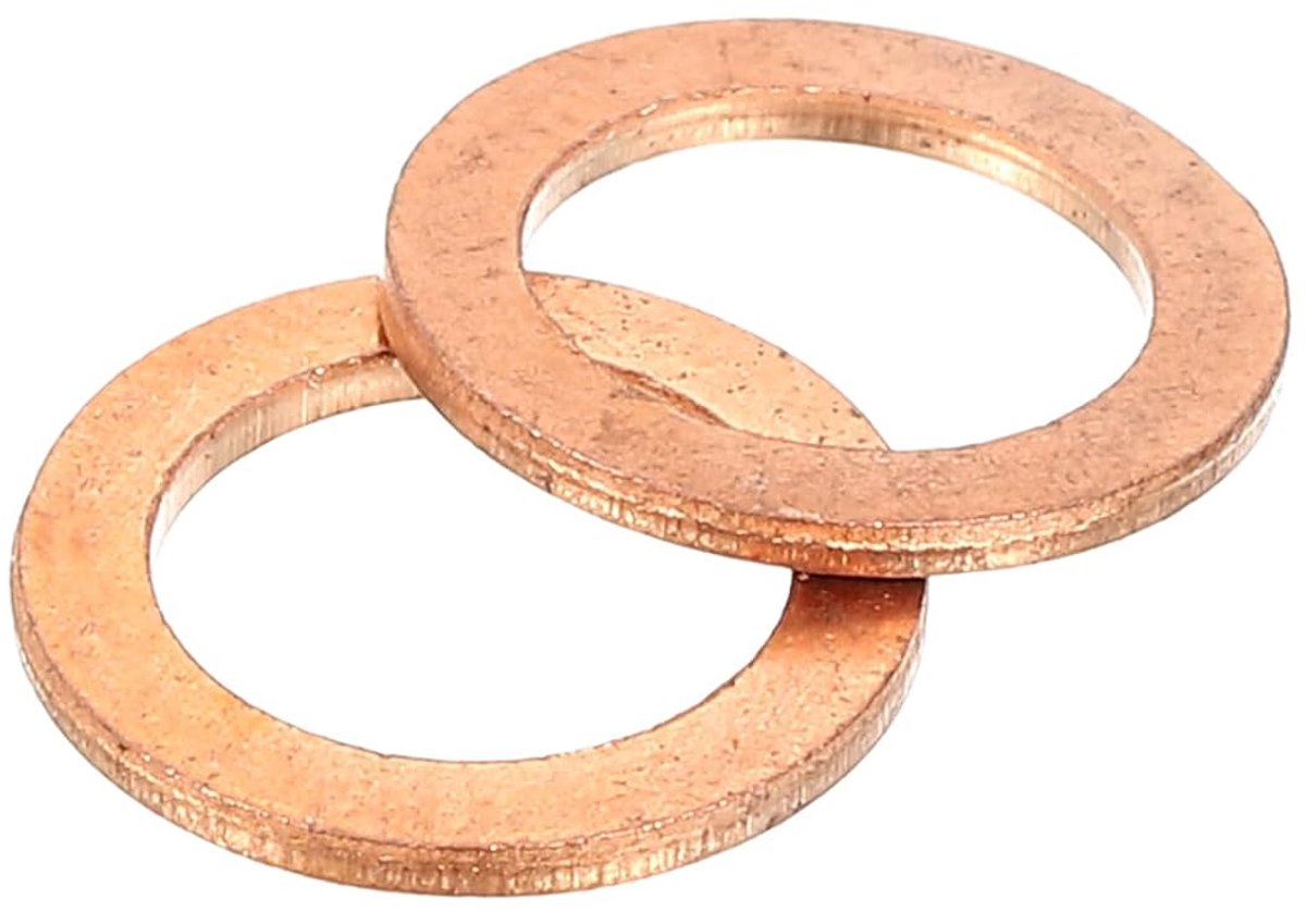 Platte sluitringen, 2,5 cm, koper, 8 mm binnendiameter x 12 mm buitendiameter x 1 mm dikte voor schroeven en bouten, reparaties, fabrieken, keukens, rood