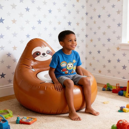 Opblaasbare kinderstoel - Draagbare zitting - Ontspannen buiten - Grappige dierenvorm - 75 x 80 x 65 cm - Luiaard — afbeelding 3