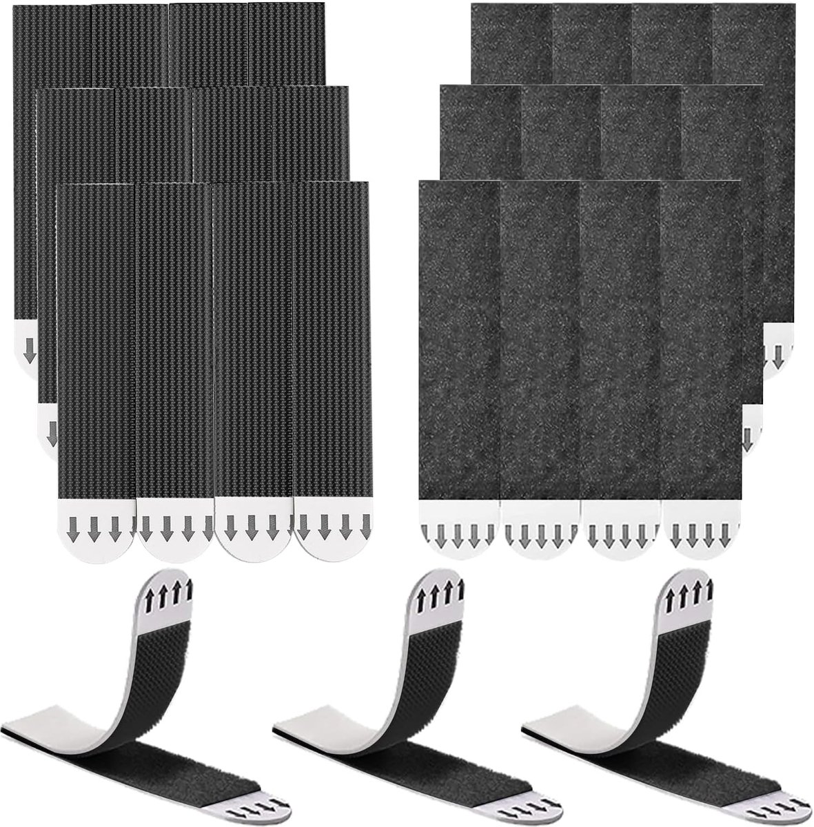 24 stroken zonder nagels voor wandschilderijen, 12 paar fotohangers, stretch, zwarte stickers, 20 mm x 90 mm, voor het aanbrengen van nagelloze afbeeldingen voor foto's, fotolijsten, posters