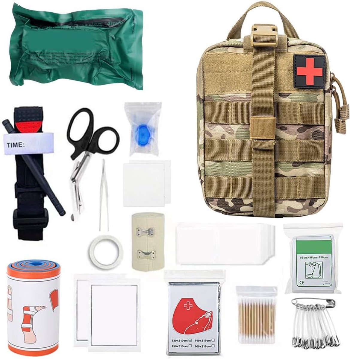 Trauma First Aid Kit, 46-delige EHBO-set voor noodgevallen, EHBO-set voor thuis, auto, camping in de open lucht