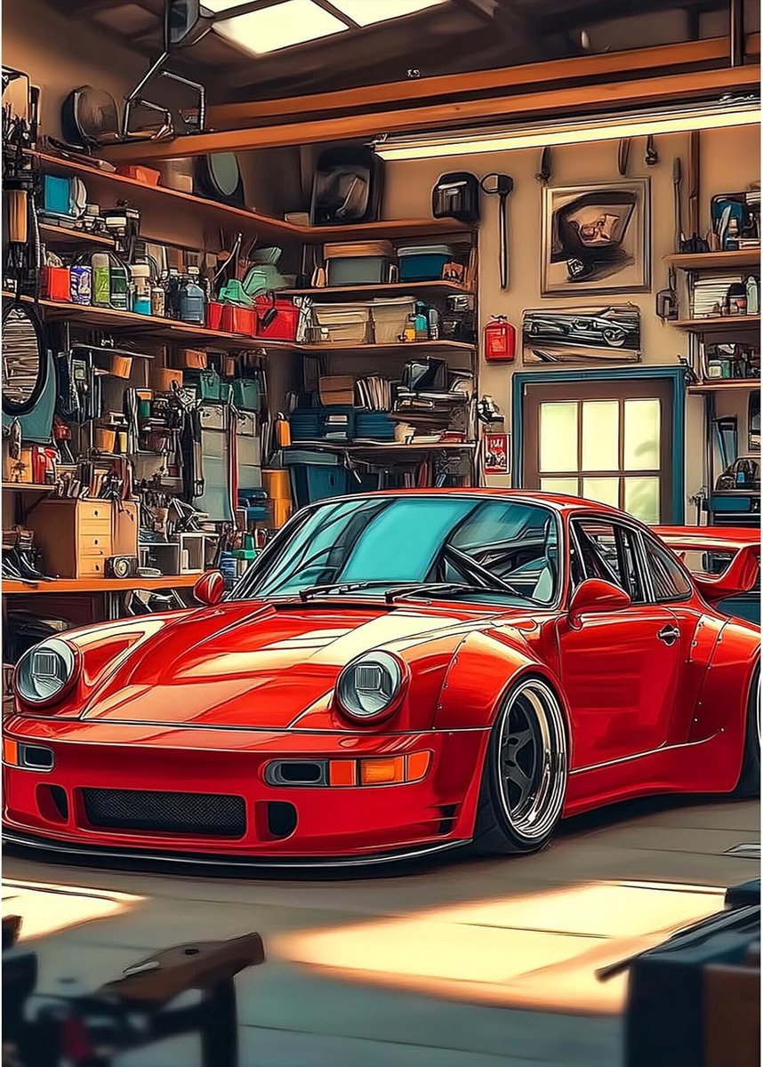 Diamond Art Painting for Adults Red Porsche, Diamond Art Kits Adults for Beginners, DIY Crystal Gem Craft Painting for Home Wall Bedroom or Office Decor Gift 30 x 40 cm
