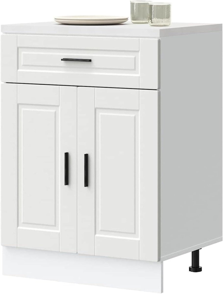 Keukenonderkast - Keukenkast opbergkast - Keuken organiseren - Verstelbare poten - 60 x 46 x 815 cm - Wit