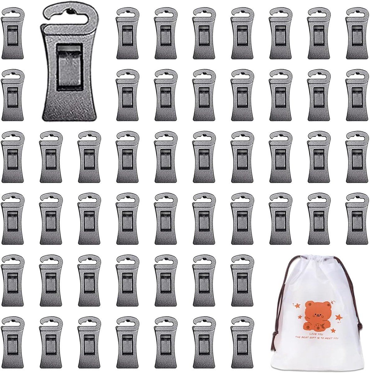 60 stuks sokkenklemmen voor wasmachine en droger, sokkenclips, wasknijpers met haken, multifunctionele wasknijpers, antislip sokkenklemmen voor waslijn